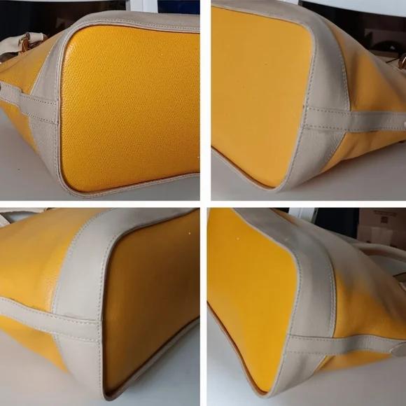 LOEWE ✨️EUC Amazona Dome Satchel – Grained Leather in Mustard & Taupe - Picture 6 of 11